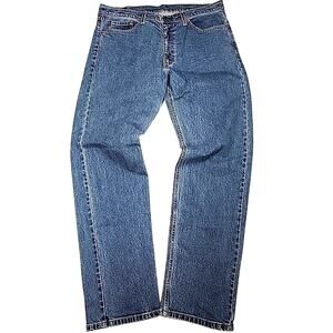 Levis 505 Jeans Mens 36x34 Blue Regular Straight Mid Rise Medium Wash Denim